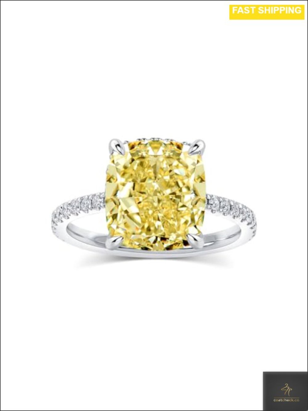 Cushion Cut 4CT Cubic Zirconia Sterling Silver Engagement Ring